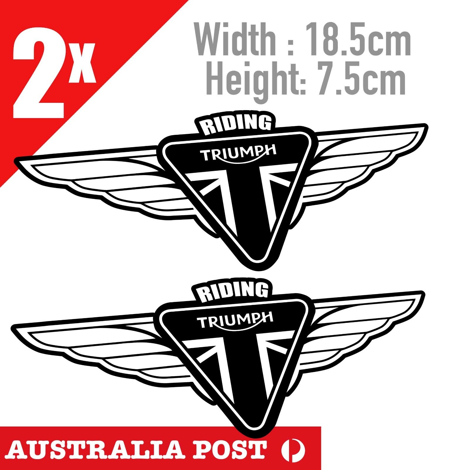 TRIUMPH Motorcycle Logo Wings, Motorcycle, Helmet, Fuel Tank  x2 Stickers