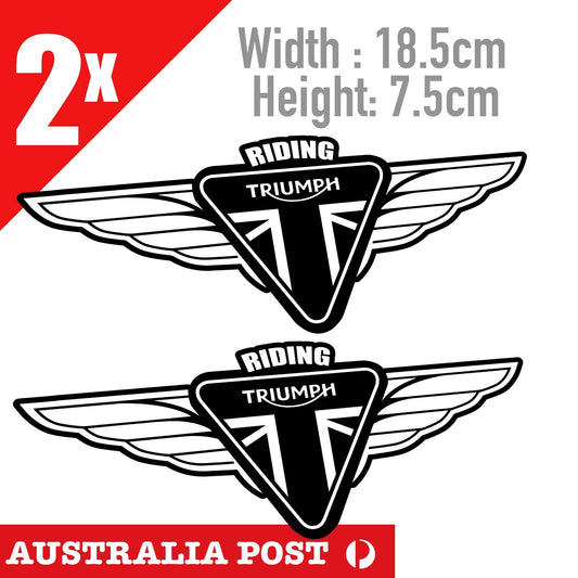 TRIUMPH Motorcycle Logo Wings, Motorcycle, Helmet, Fuel Tank  x2 Stickers