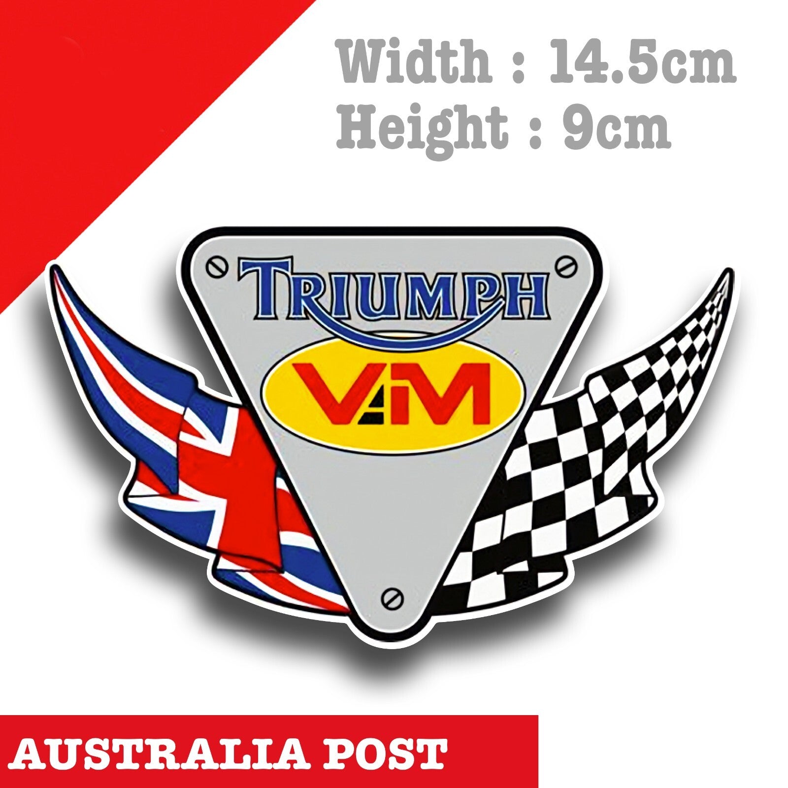 Triumph Motorcycle VM Logo Kingdom, Helmet Bike Decal Sticker