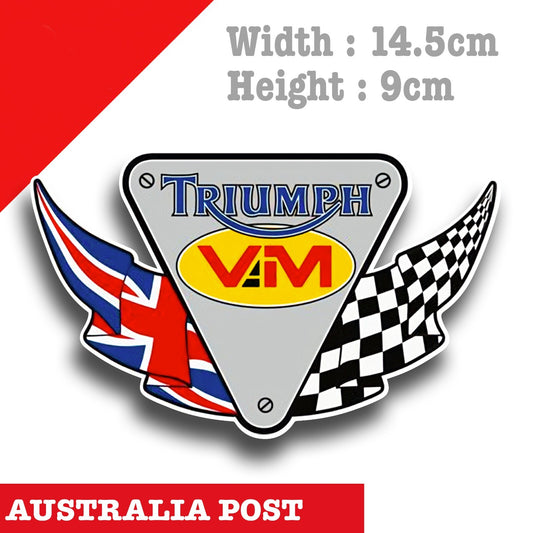 Triumph Motorcycle VM Logo Kingdom, Helmet Bike Decal Sticker