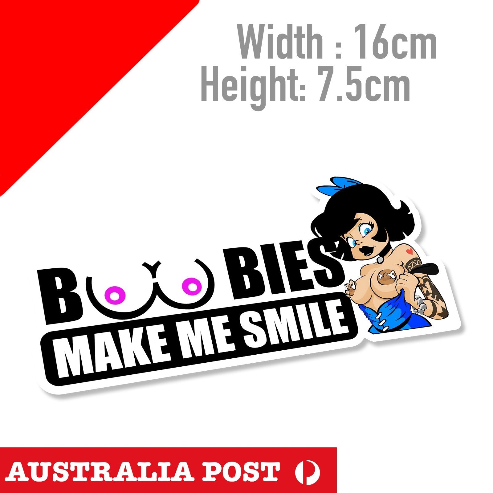 Boobies Make me Smile Funny SExy Car window, Helmet , Fuel Tank Sticker