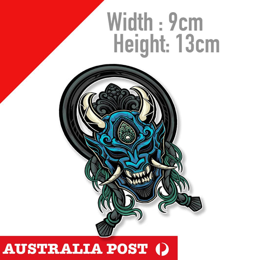 Japanese Samurai Shogun Masks ,ONI Mask Japanese 開運 JDM Sticker