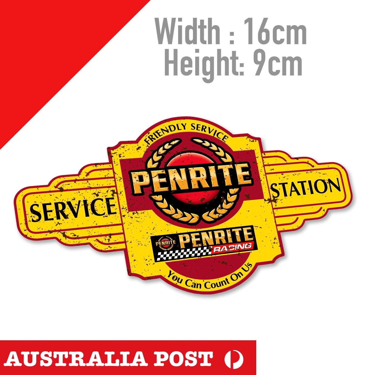 PENRITE Service Station Vintage Retro Damaged, Old Sign Car , Motor Oil  Sticker