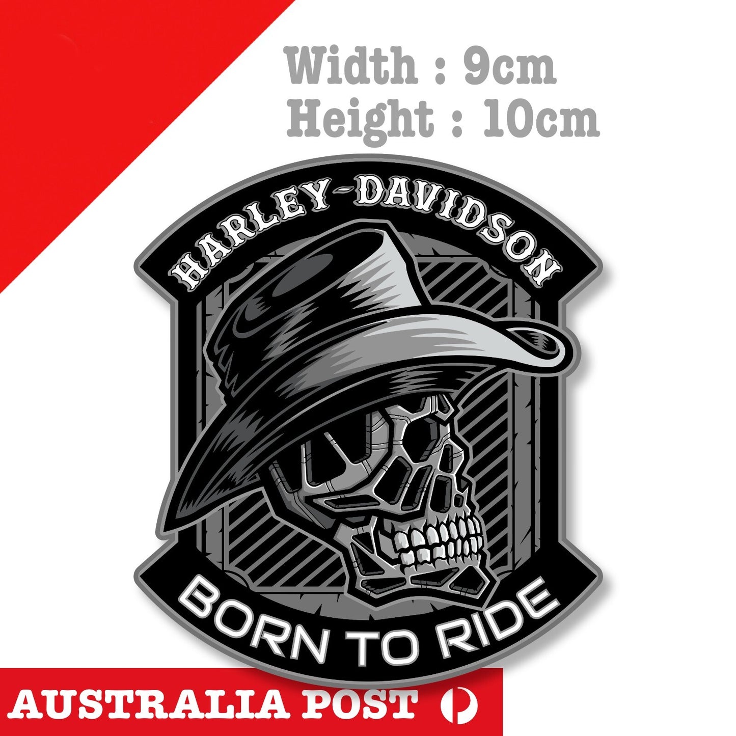 Harley Davidson Cowboy Skull , Born to Ride Logo Sticker