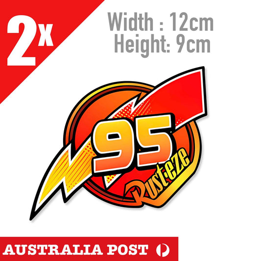 Disney Cars Lightning McQueen 95 Flame Number Rust-Eze Bumper Ointment  Stickers