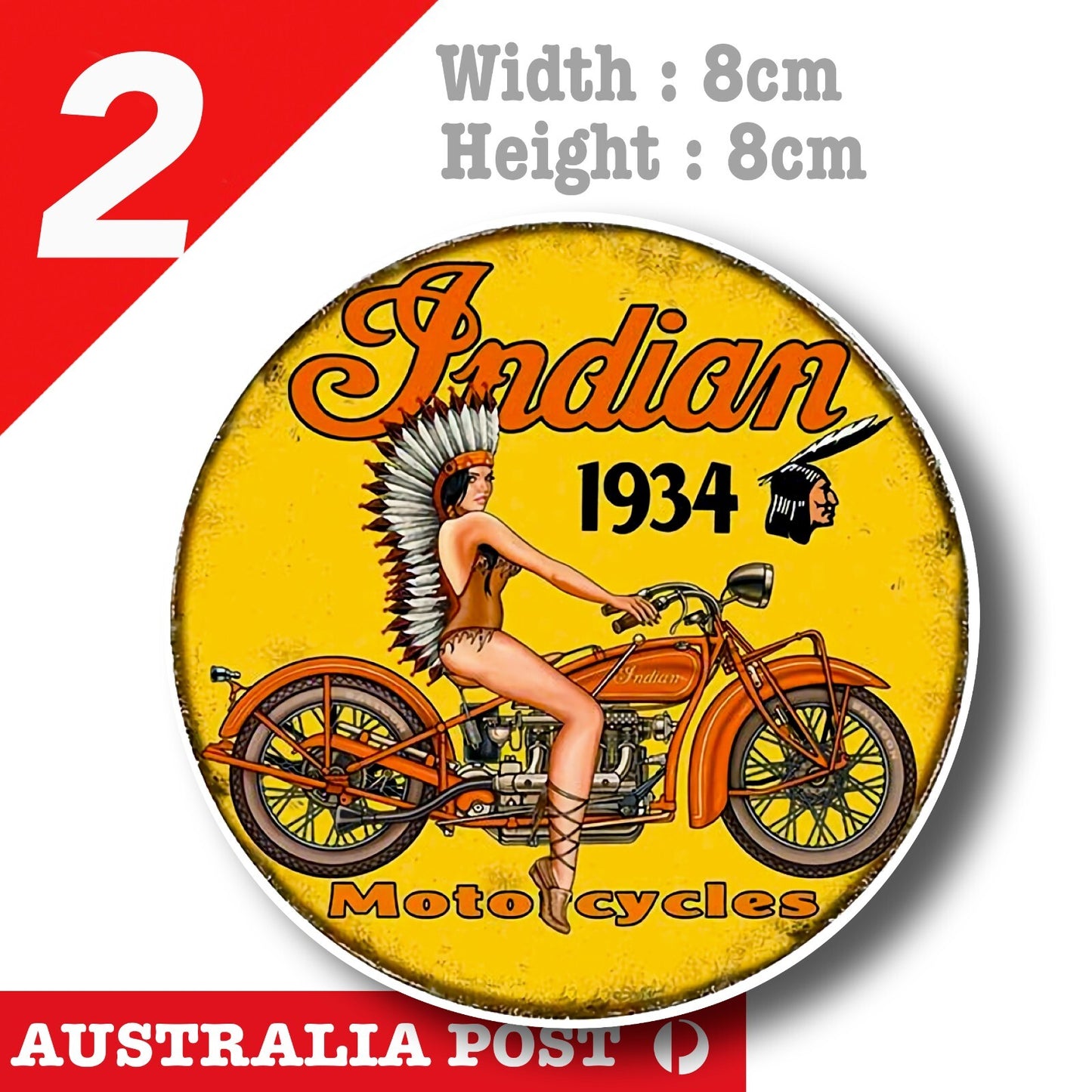 Indian Logo Motorcycle Round Rusted, Vintage badge , Fuel Tank, Helmet Sticker