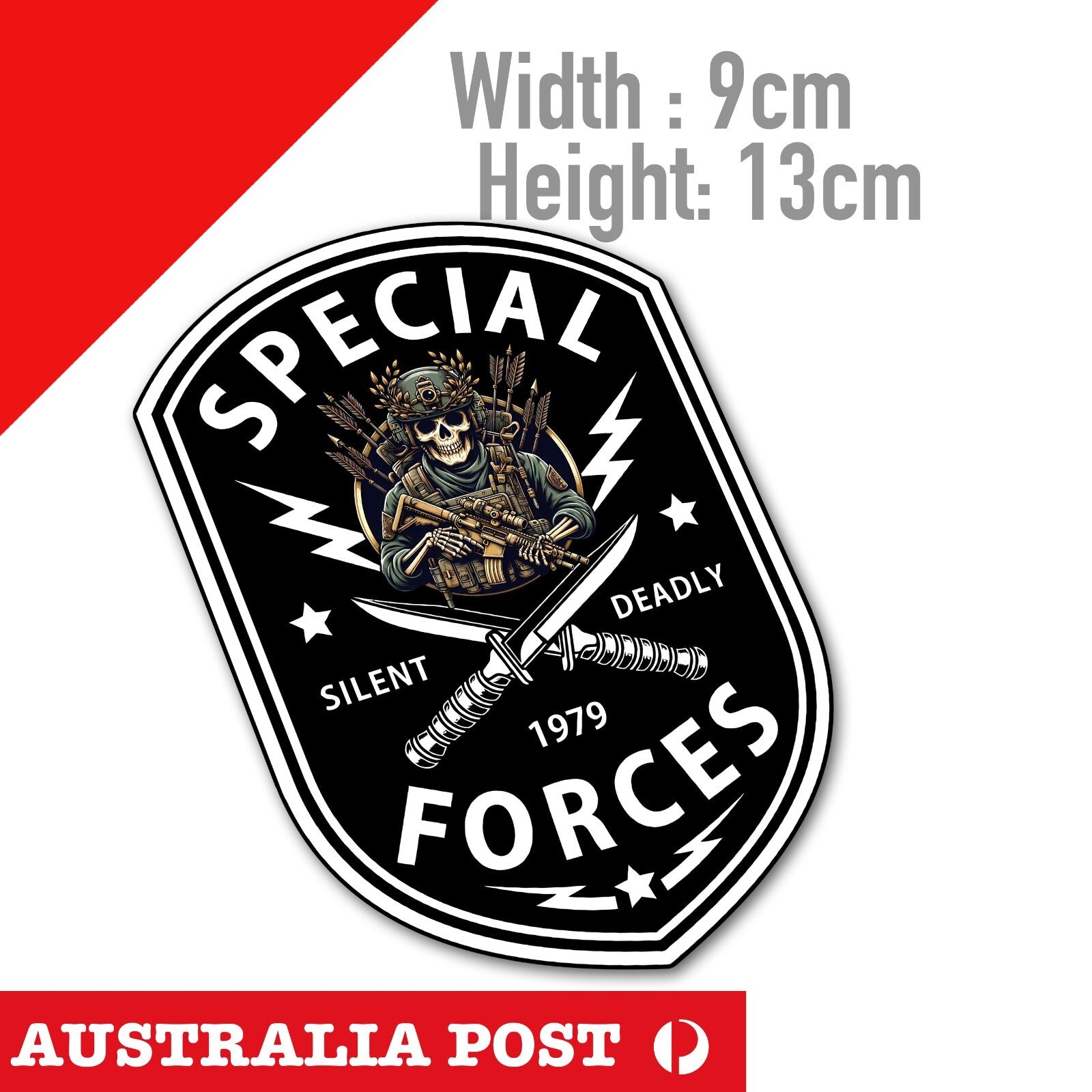 Special Forces Skull Soldier Badge, Skull with Knife Sticker