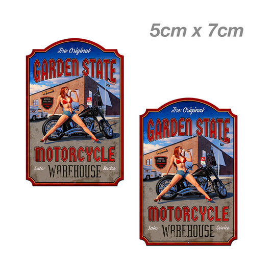 Vintage Motorcycle Garden State with Sexy Gir Laptop , Car  Vinyl  Sticker 