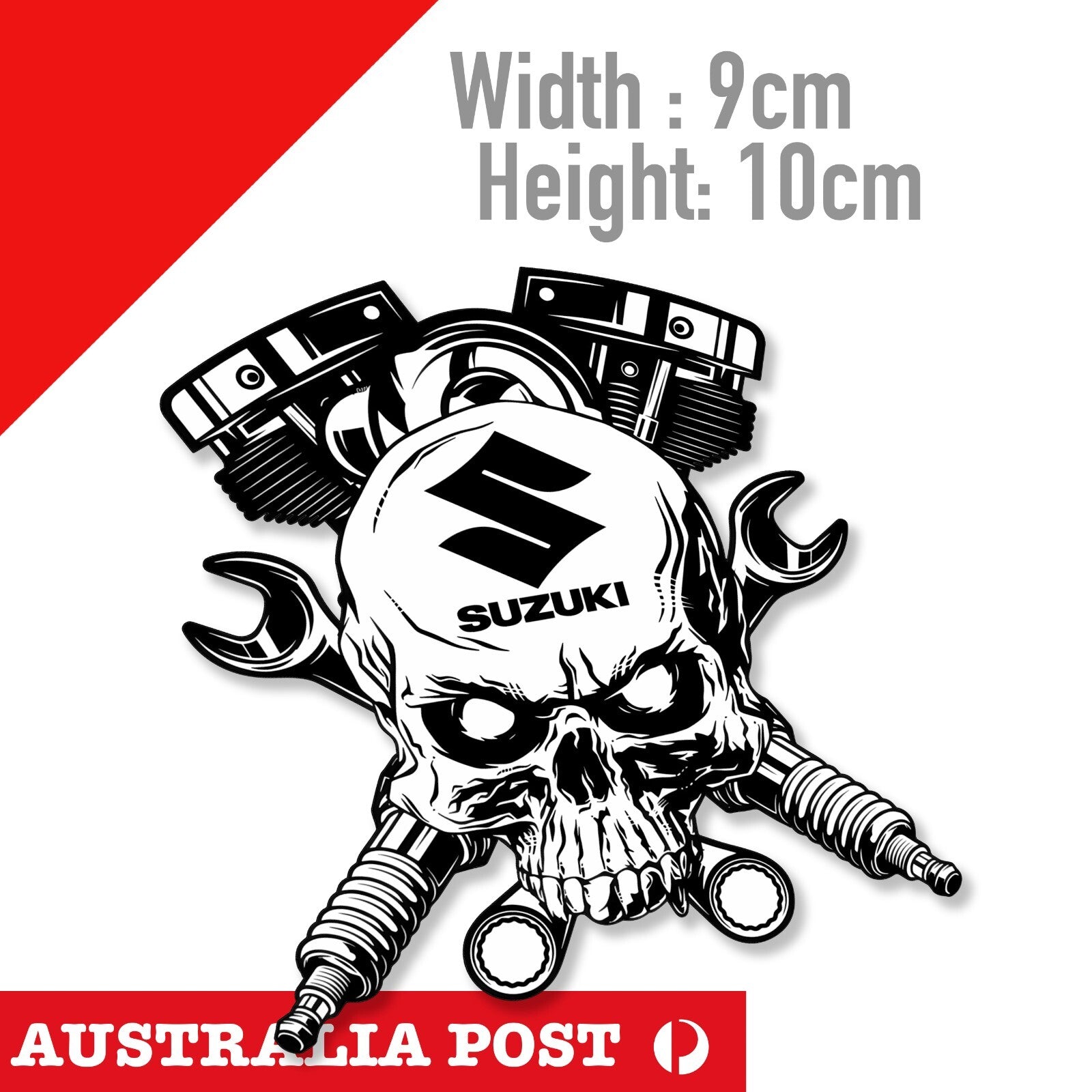 SKULL HEAD SUZUKI Motorcycle Engine ,Racing, Skull  Sticker