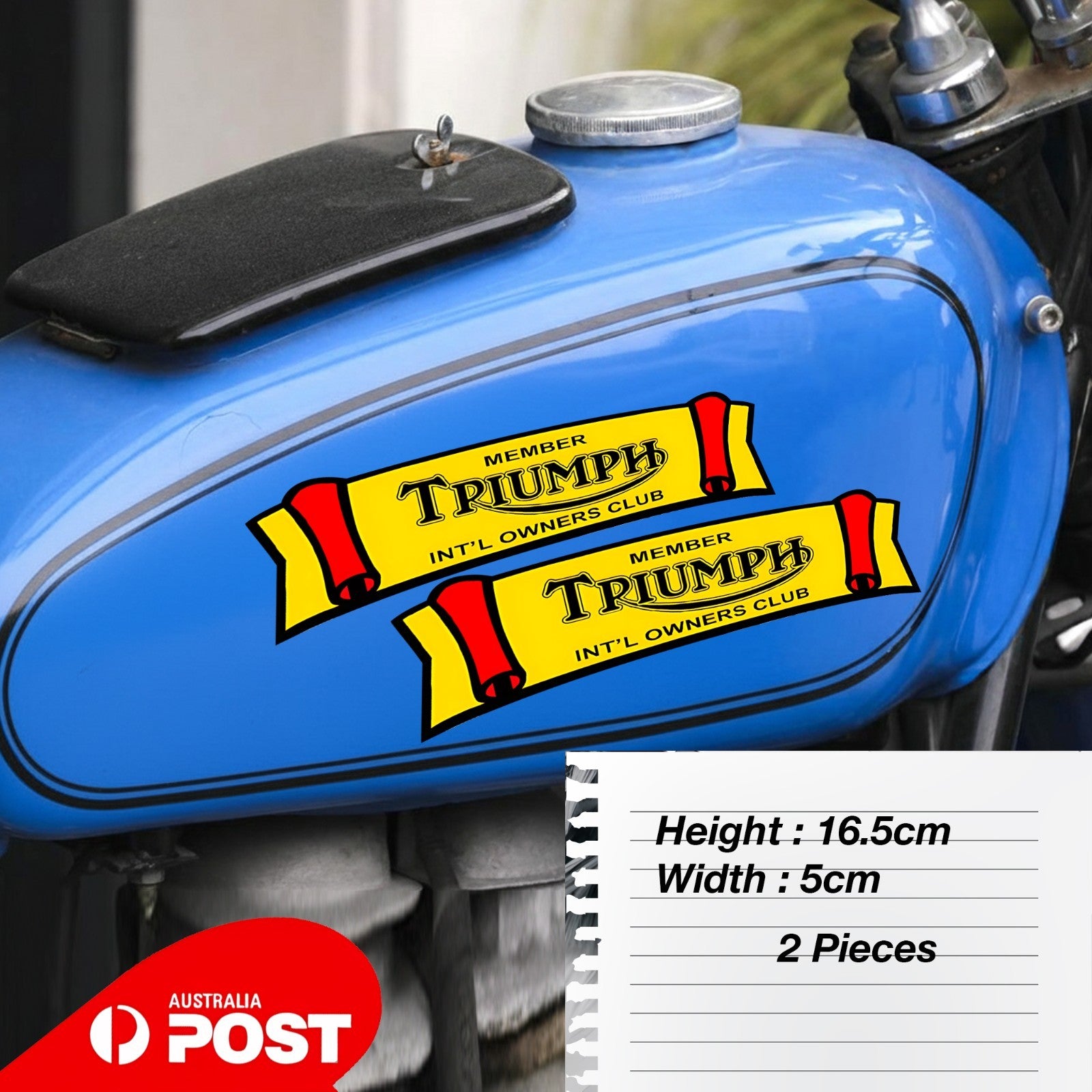 Triumph Motorcycle MEMBER Vintage Logo Fuel Tank , Bike Sticker