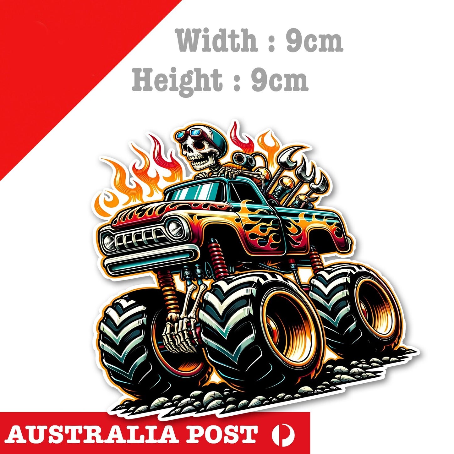 Skull Monster Truck With Flames, Hot Wheels Logo, Monster Truck  Sticker