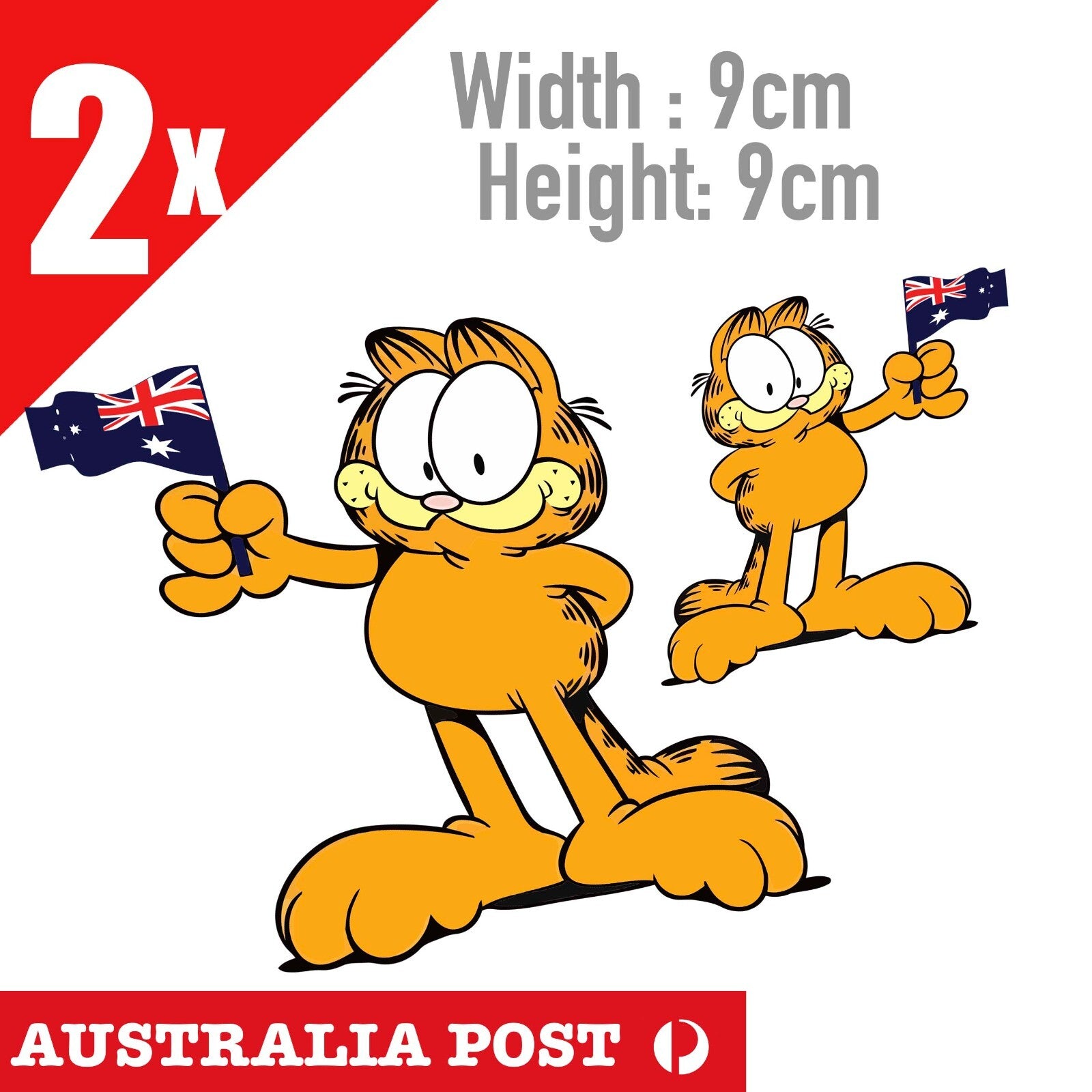 Garfield Australian Flag  Waving, Garfield Lazy Cat Sticker