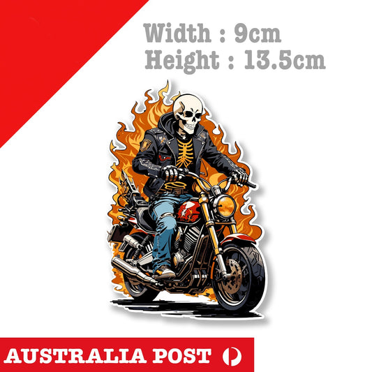 Flame Skull motorcycle Rider, Fuel Tank Decal Stickers