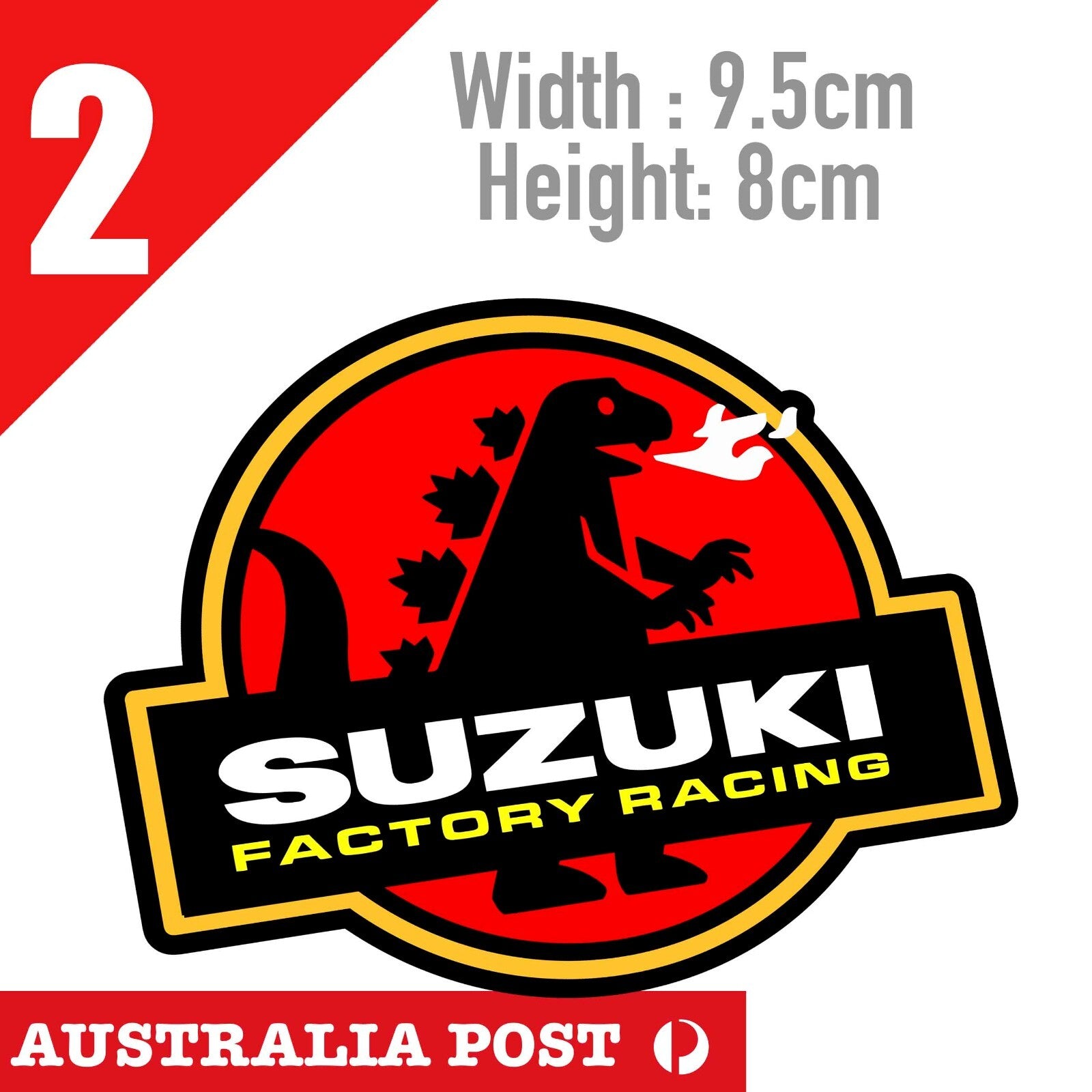 SUZUKI FACTORY RACING Jurassic Park Godzilla Tokyo Japan  Sticker