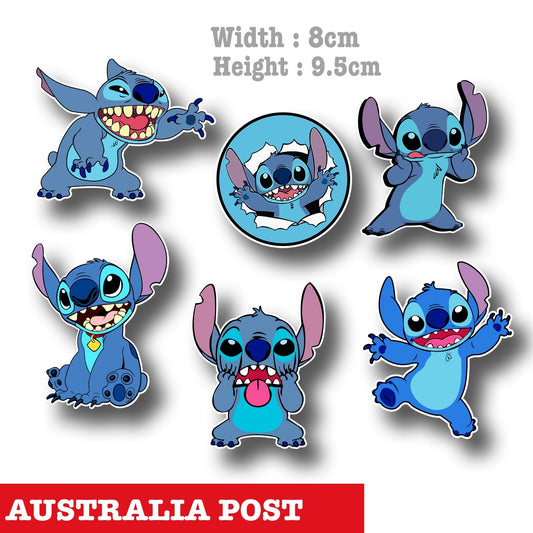 Disney  Lilo & Stitch Cartoon Character Pack of 6 Decal Stickers