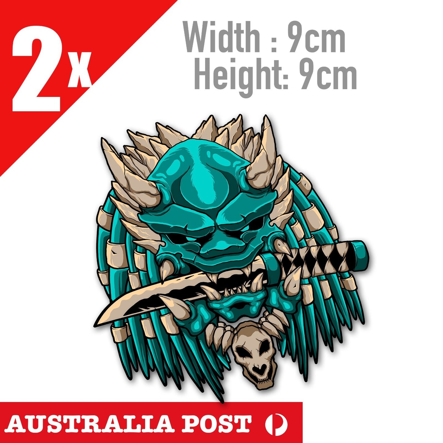 Alien Predator Head Oni Mask with SWORD, JDM , Japan Stickers