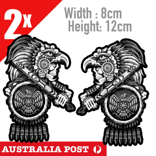 AZTEC Eagle Head SKULL Warrior ,Skull Sticker