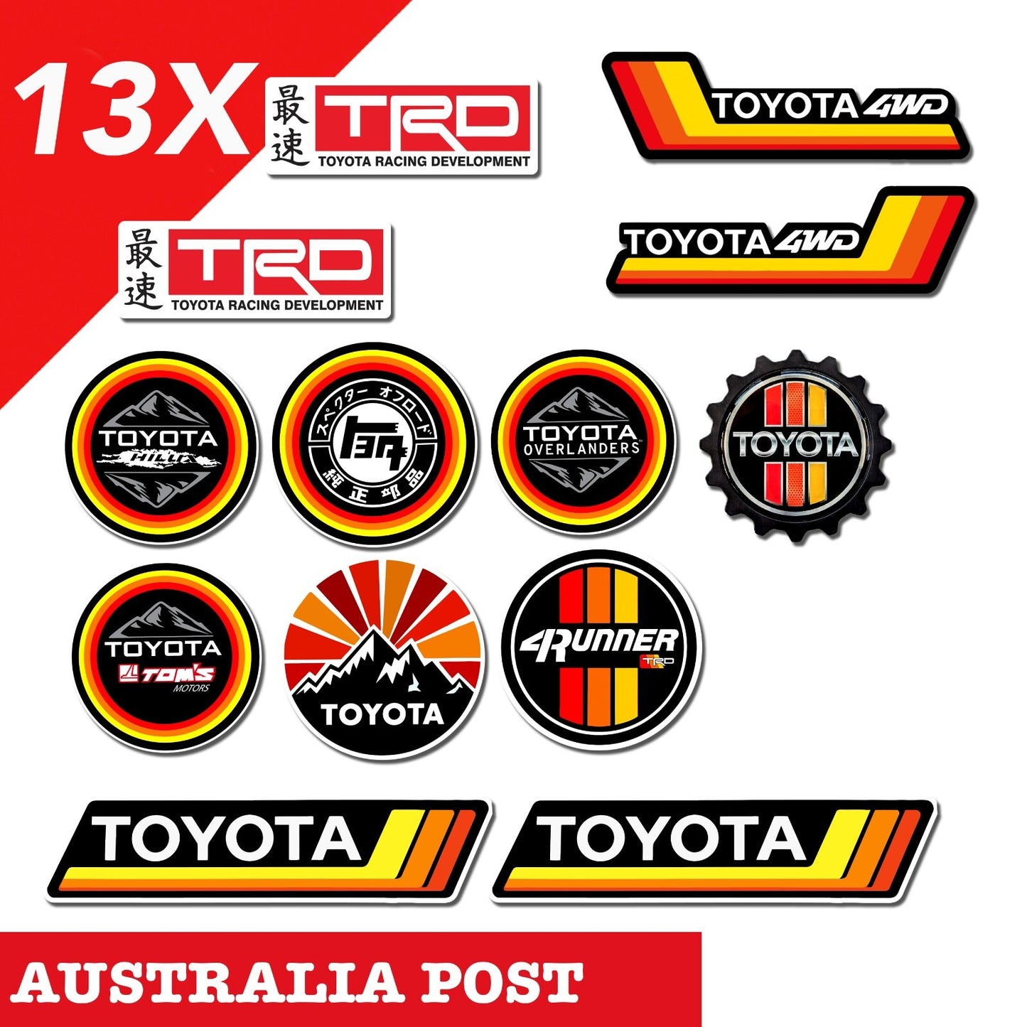 Toyota TRD Vintage Logo 13 Pack Laptop , Car  Vinyl  Sticker