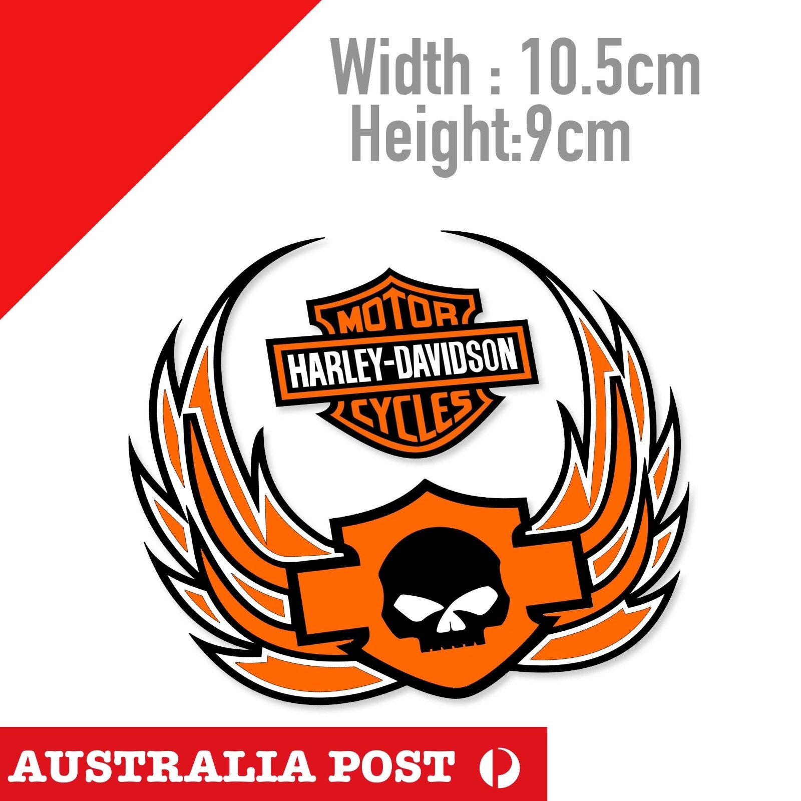 Harley Davidson Skull with Flames Motorcycle  Laptop , Car  Decal Sticker 