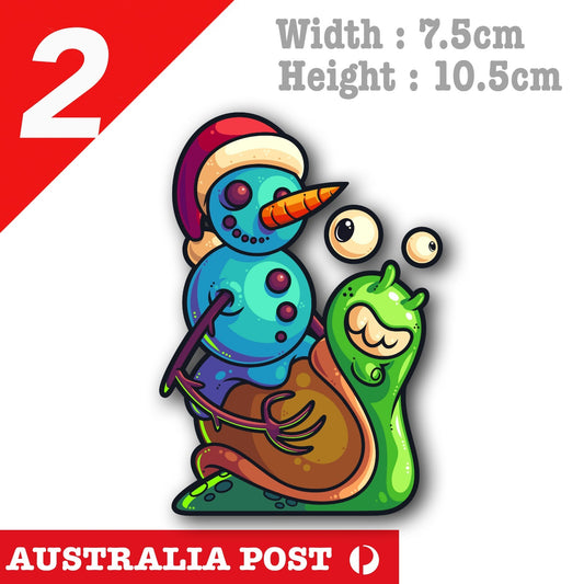 Zombie Snowman on Zombie Snail. Snowman , Snail Sticker
