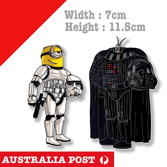 Darth Vader & Storm Trooper , Plankton and Minions Funny Cartoon Stickers