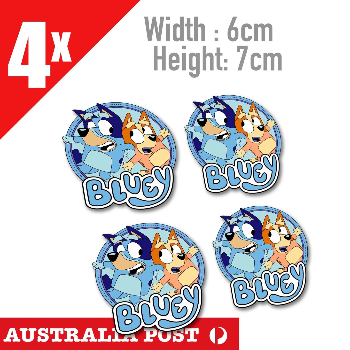 Bluey and Bingo Dog Cartoon x4 Sticker