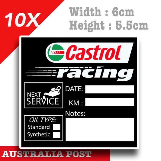 CASTROL Oil Change Service Reminder x10 Black Stickers , Cars Vans Stickers