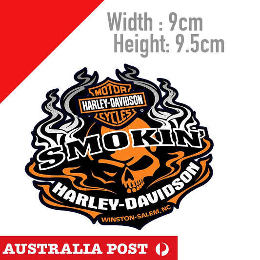 Harley Davidson Skull Smoking Logo, Helmet, Fuel Tank, Motorcycle Sticker