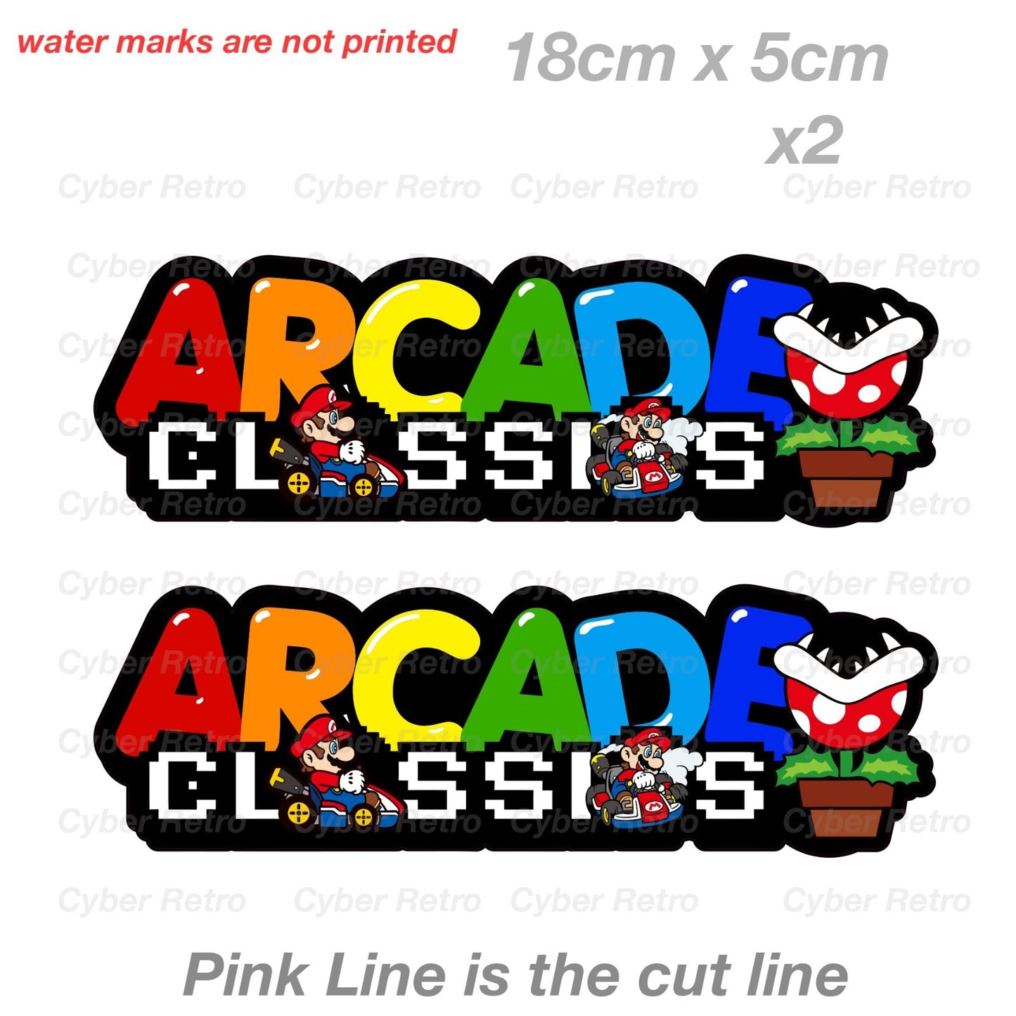 Super Mario Car  Arcade Classic Logo Font With Vinyl  Sticker 