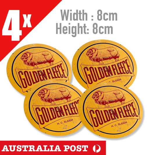 GOLDEN FLEECE Retro Australian Lubricating 50 Oil Rusted, Old x4 Sticker