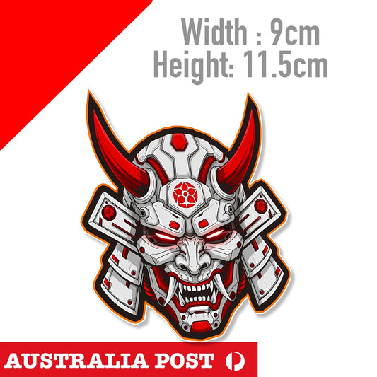 Oni Mask  Cyberpunk , Samurai Head with Horns  Sticker