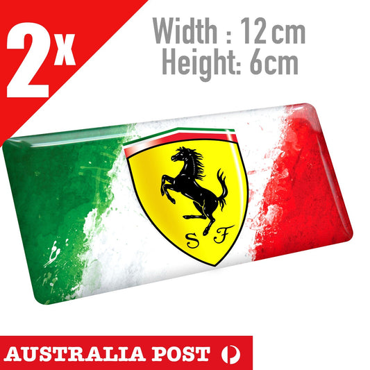Ferrari Badge Logo Italian Flag, Car, Racing Stickers