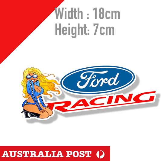 FORD Logo Racing Blond Pin Up Girl Sexy Outfit Vinyl  Sticker 