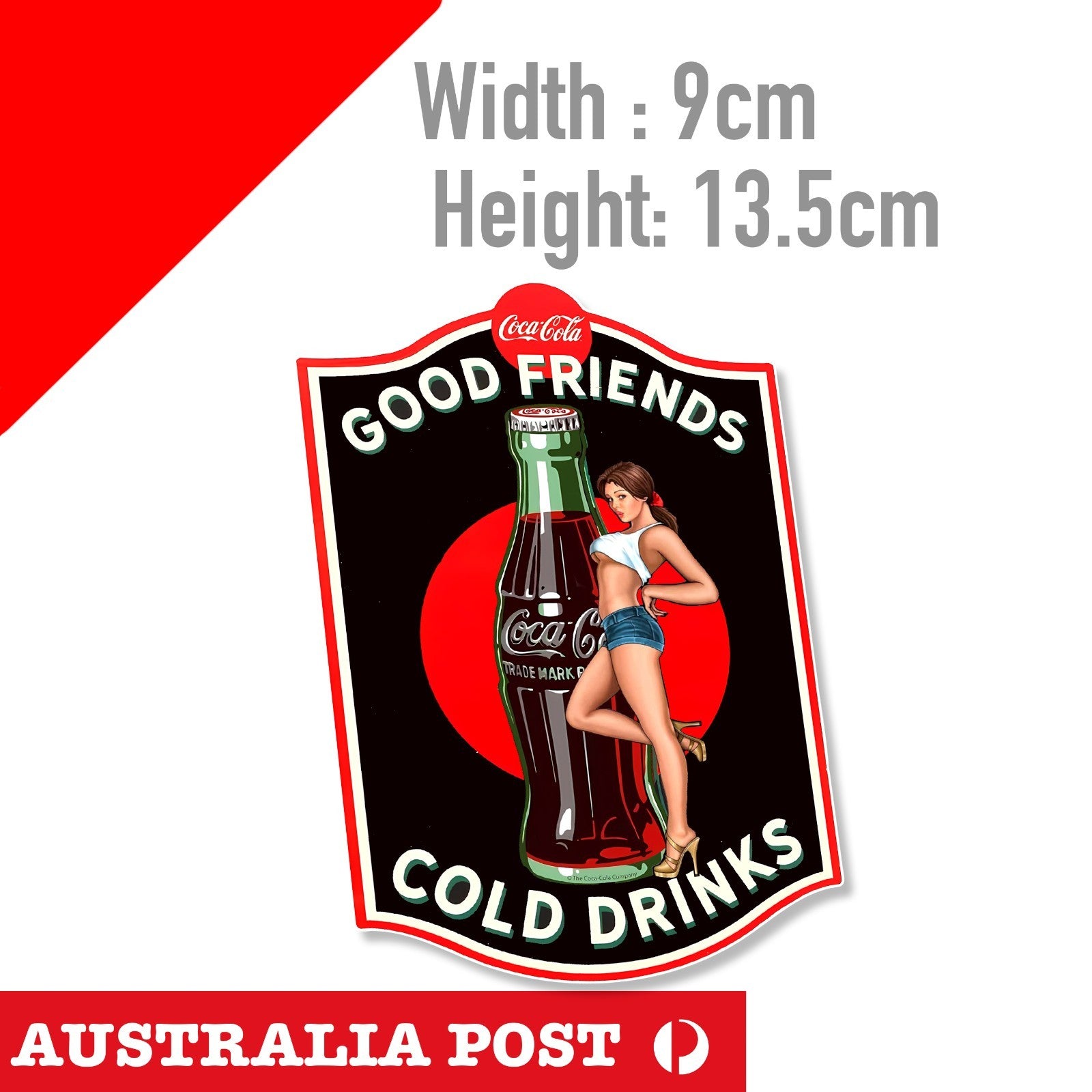 Coca Cola Vintage Glass Bottle  SEXY Brunette Pin Up Girl Cold Drinks Sticker