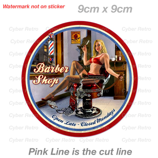 Old Barber Shop Sexy Red Girl Vintage Rusty Retro Sign Pin Up Girl Sticker 