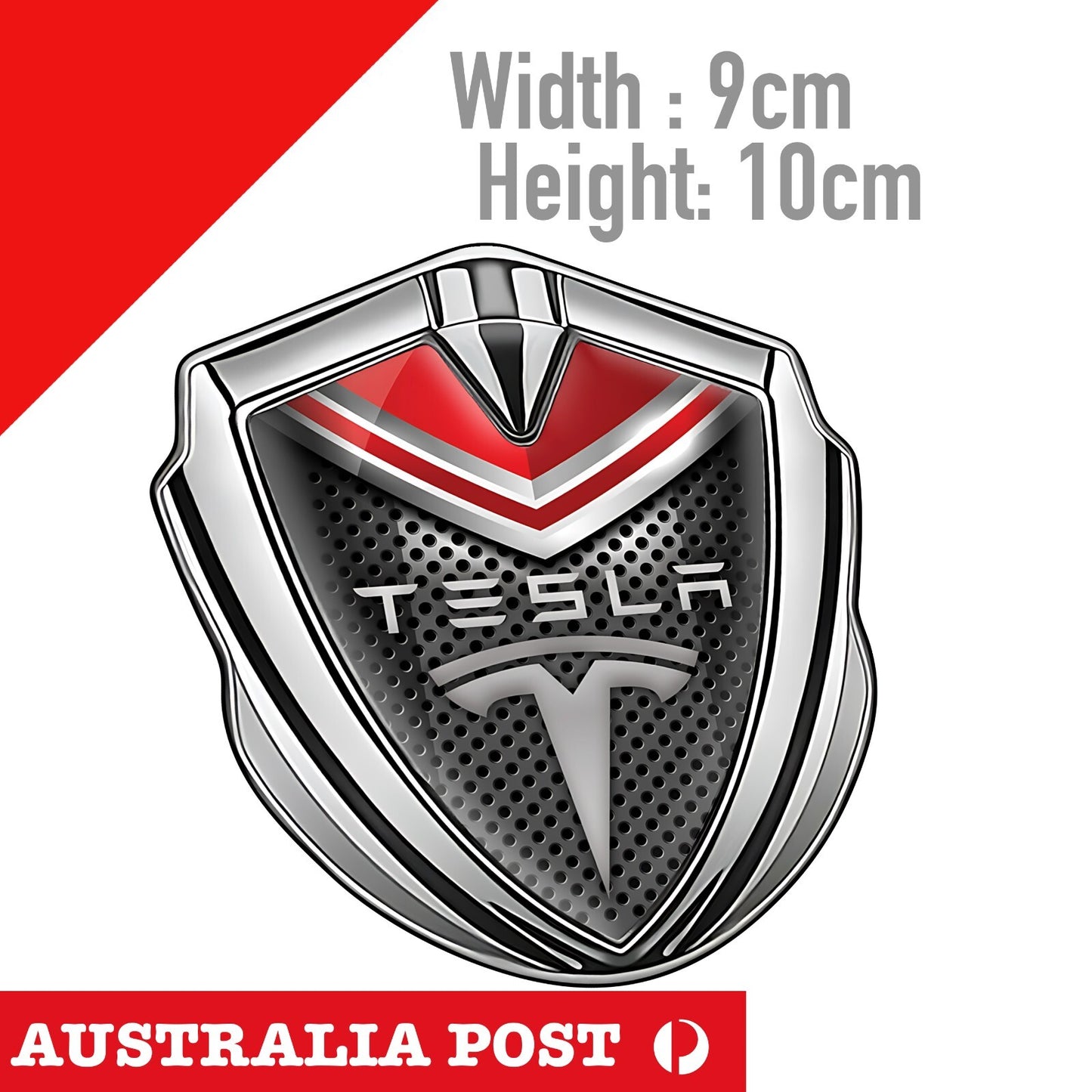 TESLA Logo Badge , TESLA EV LOGO Red Crest Sticker