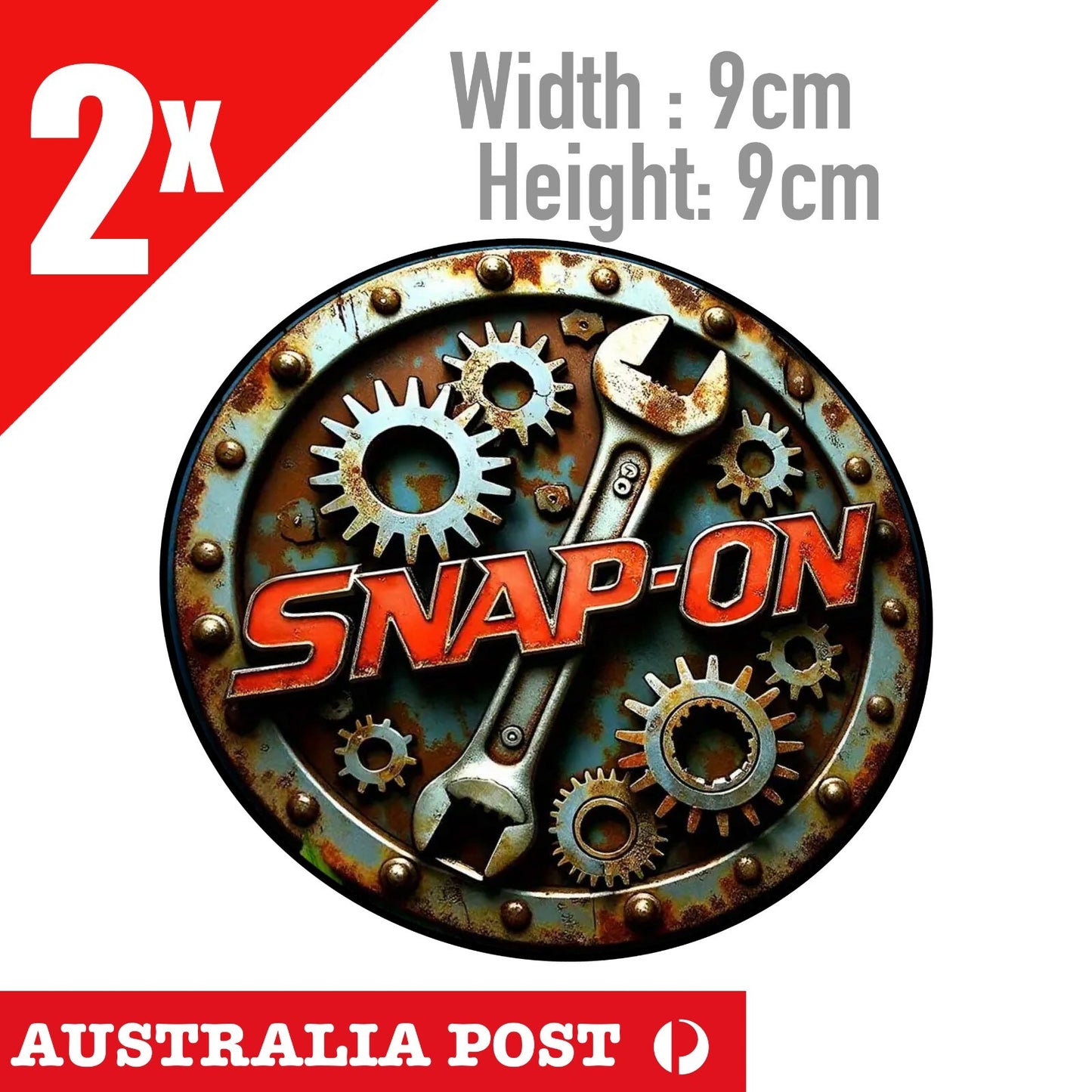 SNAP ON TOOLS Round Rustic ,  Damaged,  Old Style ,Garage , Mechanic Sticker