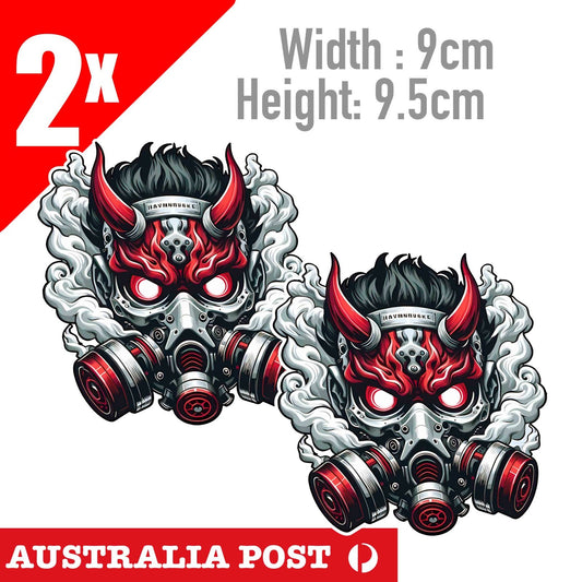 Oni Mask  TOXIC Mask JDM, Red Mask, Devil with Horn, Car, Laptop  Sticker