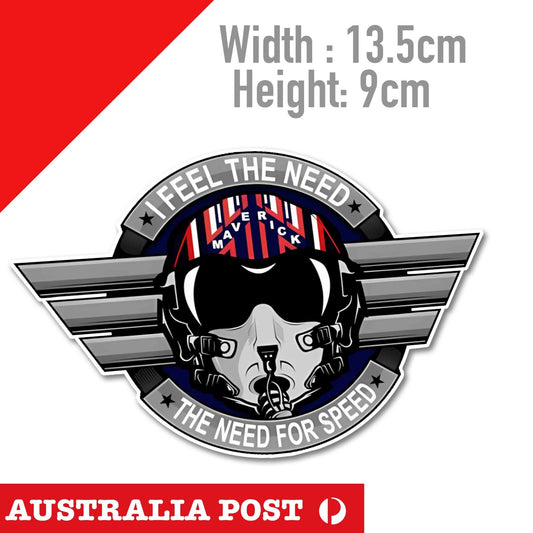 Top Gun PILOT Helmet - I FEEL THE NEED FOR SPEED Sticker