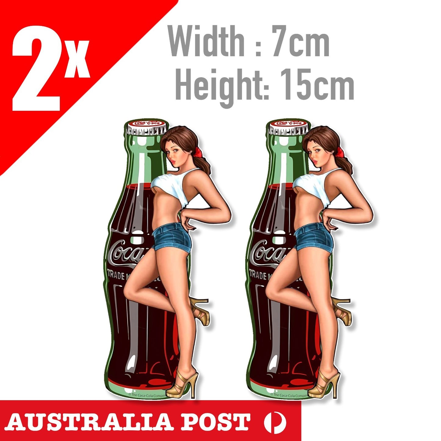 Coca Cola Vintage Glass Bottle  SEXY Brunette Pin Up Girl  Sticker