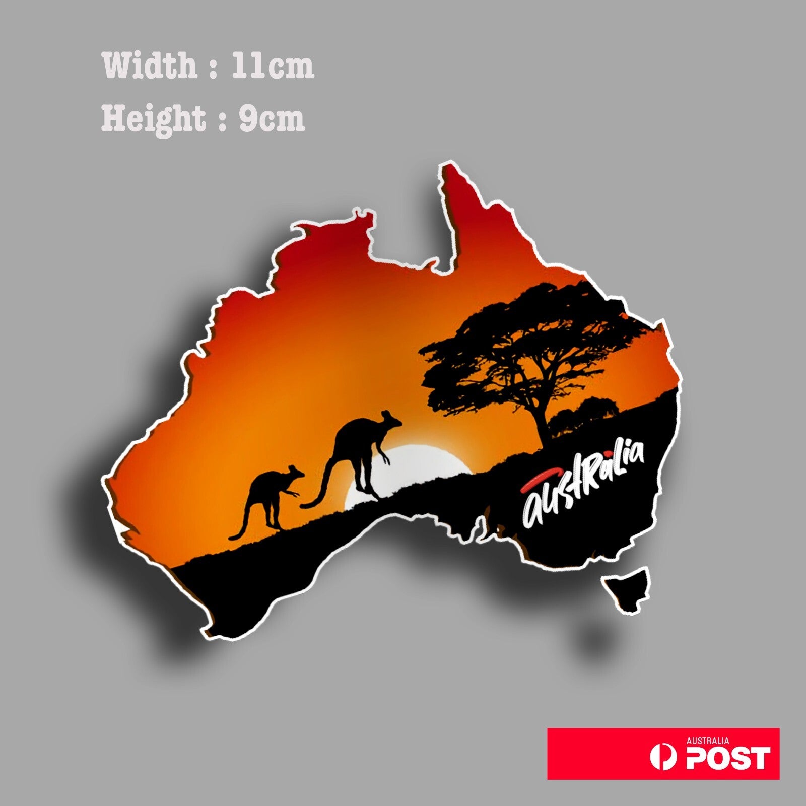 Australia Map with Kangaroo and Tree  Vinyl  Sticker 