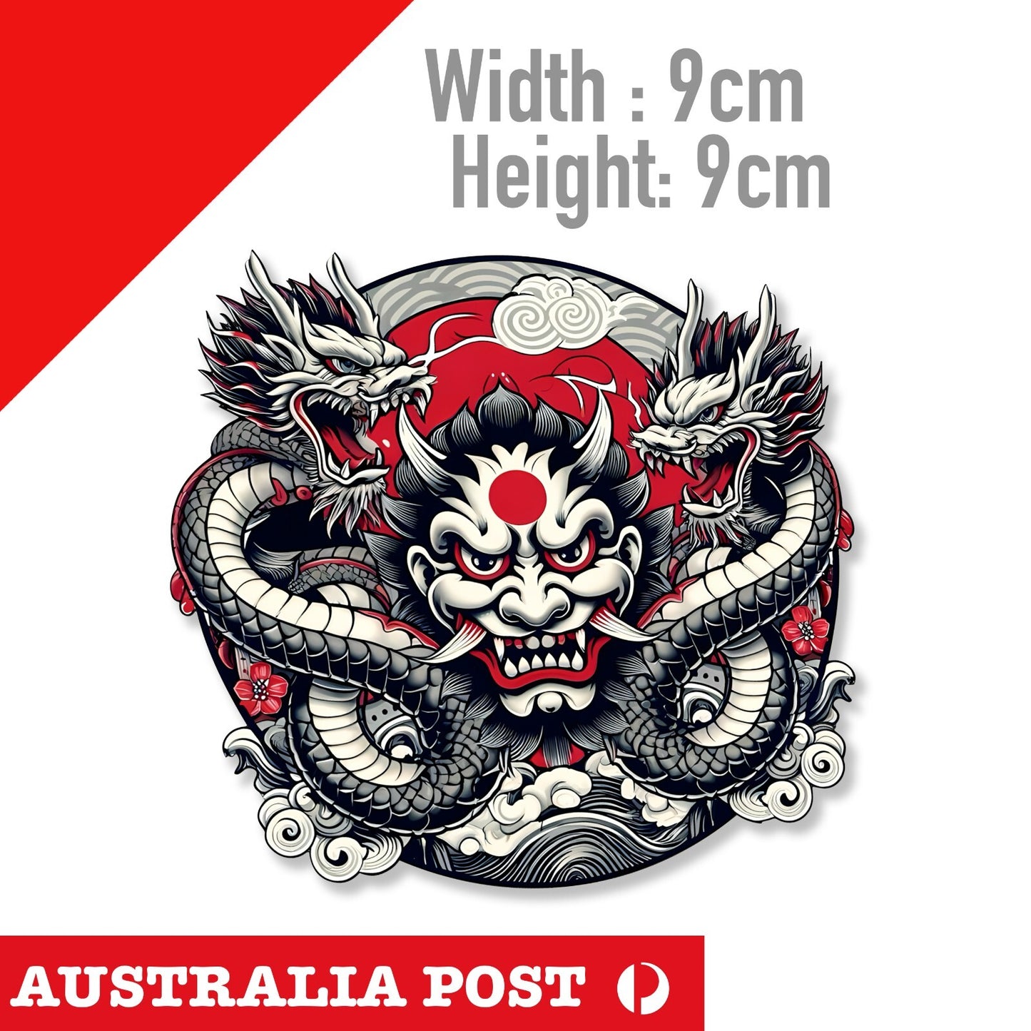 DRAGON Daruma Japanese Doll 開運 JDM  Japan Oni Mask  Laptop , Car  Sticker