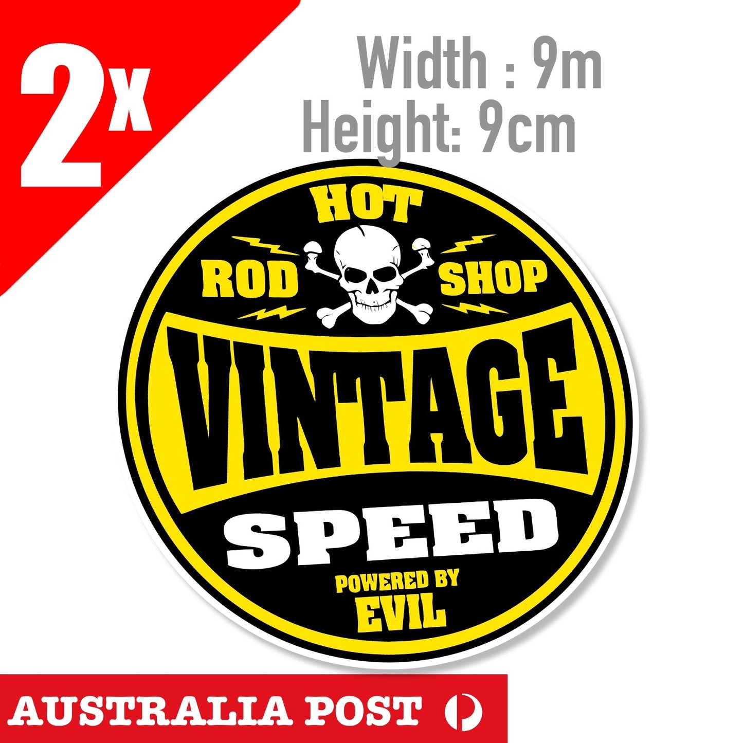Vintage Speed Powered By Evil Hot Rod Garage Toolbox Decals Yellow Sticker