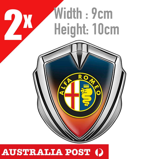 ALFA ROMEO LOGO Italian Flag Silver Badge Decal Sticker