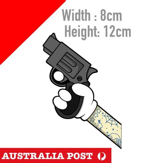 Disney Mickey Mouse Tattoo Hand with Gun JDM Sticker