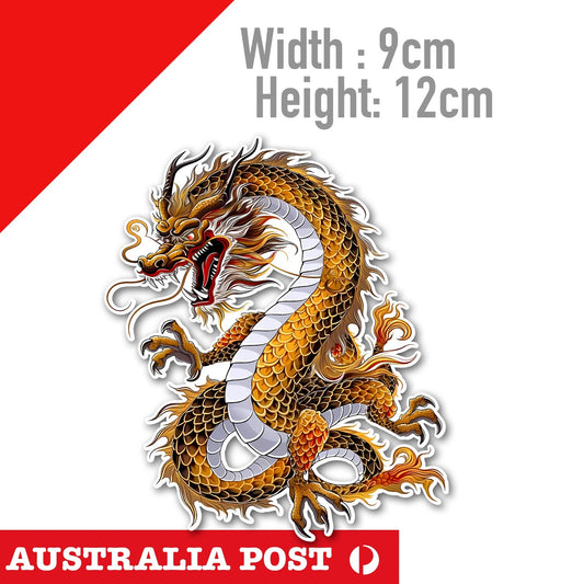 Wingchun Chinese Dragon , Golden Dragon, Laptop , Car Sticker