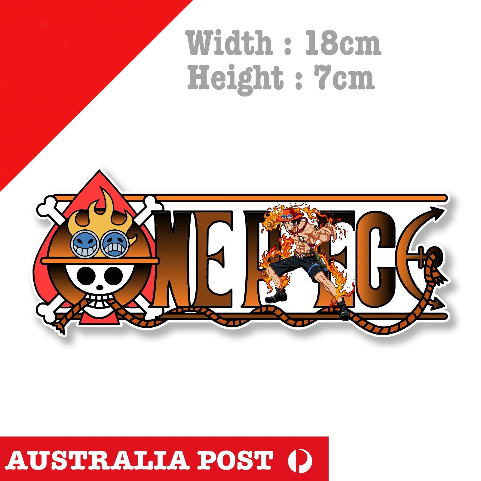 One Piece ACE logo- Anime - Monkey D. Luffy Chibi, One Piece Pirate King Sticker