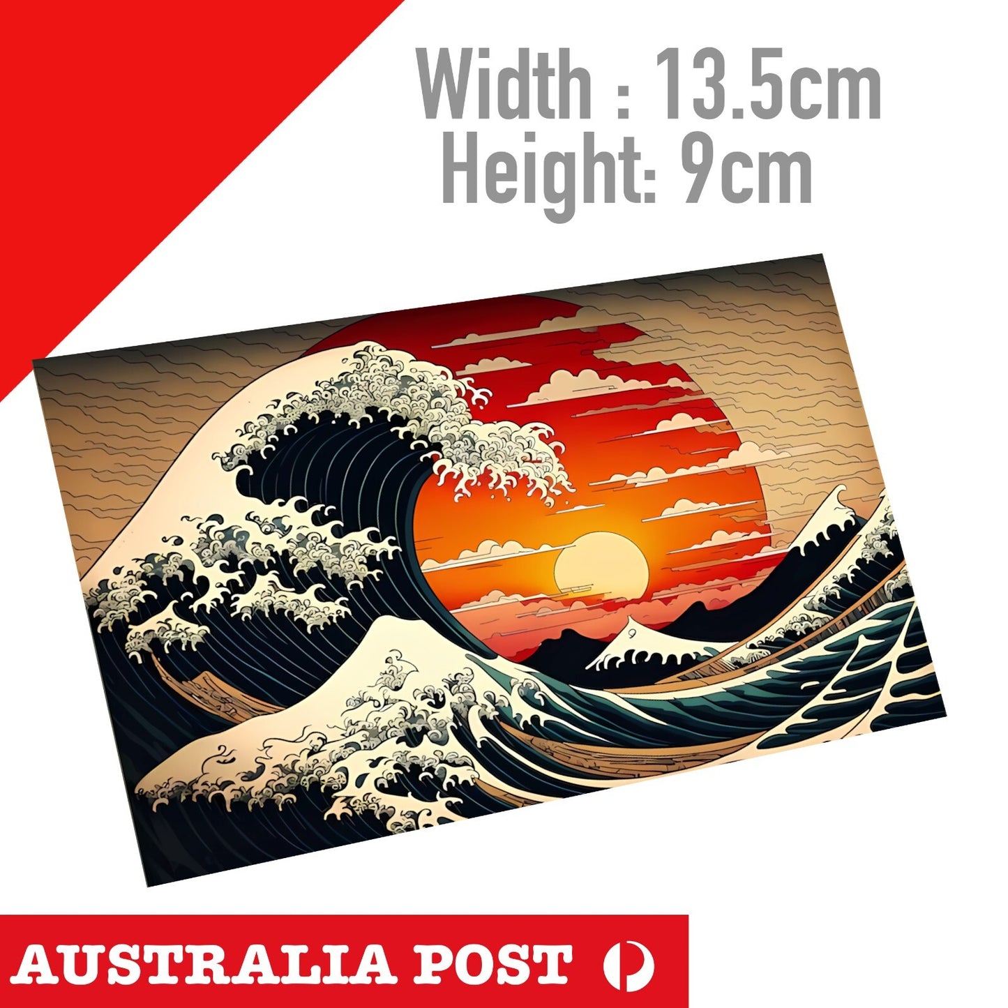 The Great Wave off Kanagawa Sun Set Japan  JDM Sticker