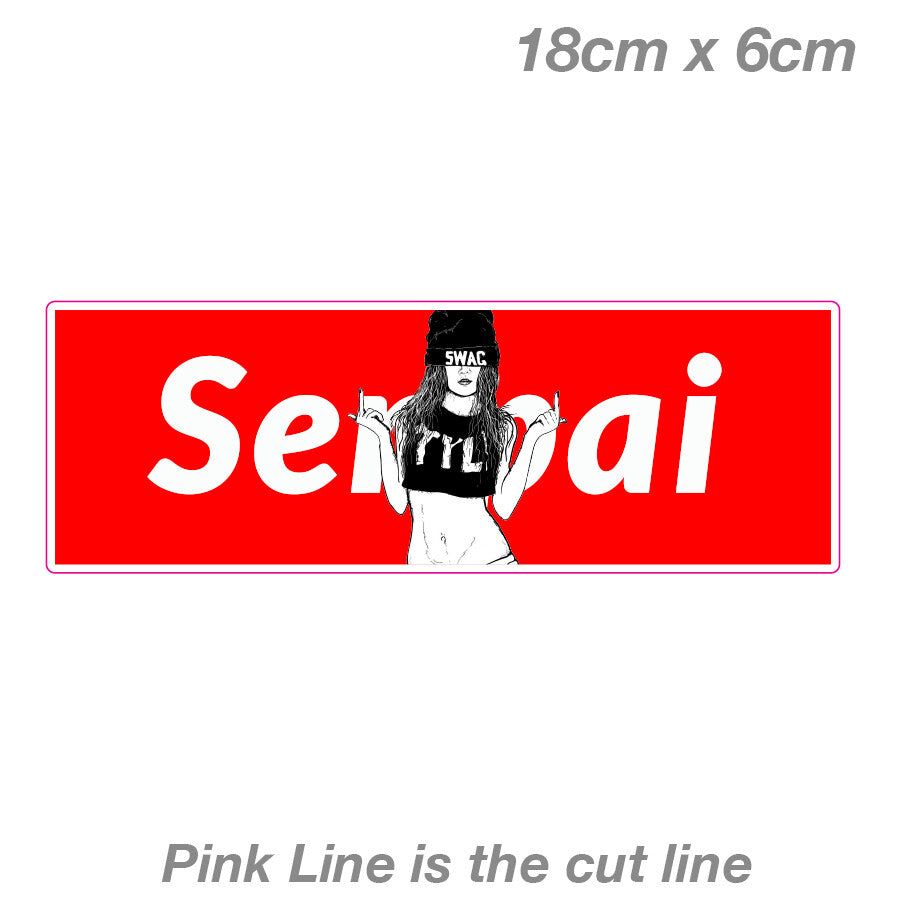 Senpai Anime Girl Swag Slap  Laptop , Car  Vinyl  Sticker 