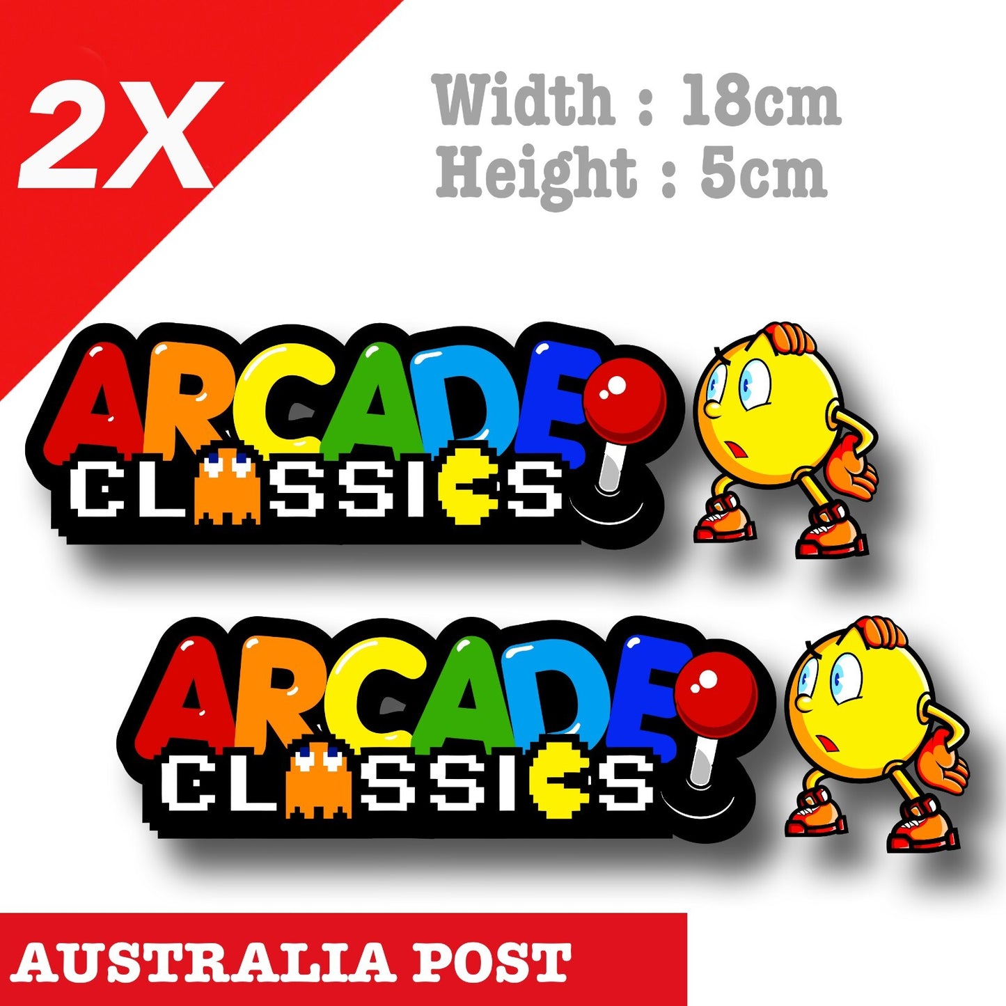 Pac Man Arcade logo font Retro Gaming Vintage Sticker 